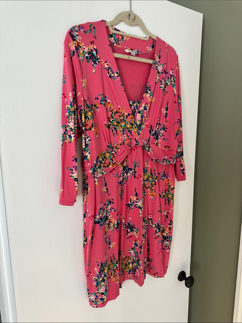 Boden Pink Multi-Color Floral Print V-Neck Dress - Picture 3 of 6